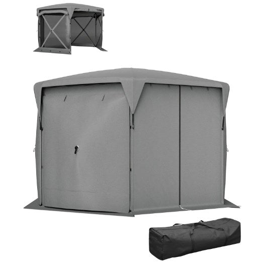 English Elm Adjustable Mesh Screen House Pop up Gazebo with Oxford Roof for Outdoor Gatherings Dark Gray T3971P426895