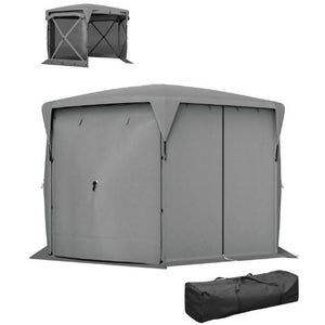 English Elm Adjustable Mesh Screen House Pop up Gazebo with Oxford Roof for Outdoor Gatherings Dark Gray T3971P426895