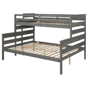 English Elm Wood Twin Xl Over Queen Bunk Bed In Gray - Stylish Space-Saving Solution For Kids & Guests! GX000446AAE-1-GIGA