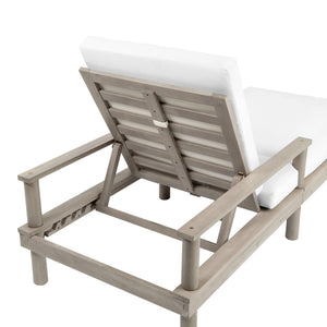 English Elm Trexm Acacia Wood Outdoor Chaise Lounge Set Reclining Patio Sunbed with Cushions Beige,Gray TM000034AAE