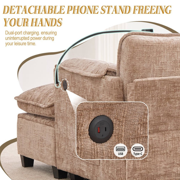 English Elm United We Win 112" Oversized Modular Chenille Sectional Sofa With Storage Ottoman & Usb Charging Ports W1568S00183-GIGA