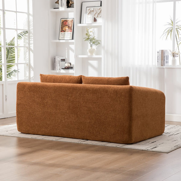 English Elm 71" Chenille Pull Out Sleeper Loveseat Convertible Floor Couch for Dorm or Guest Bedroom Orange W3118P388900