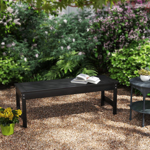 English Elm Outsunny Two Person Outdoor Hdpe Patio Bench Slatted Backless Weather Resistant W2225P485626