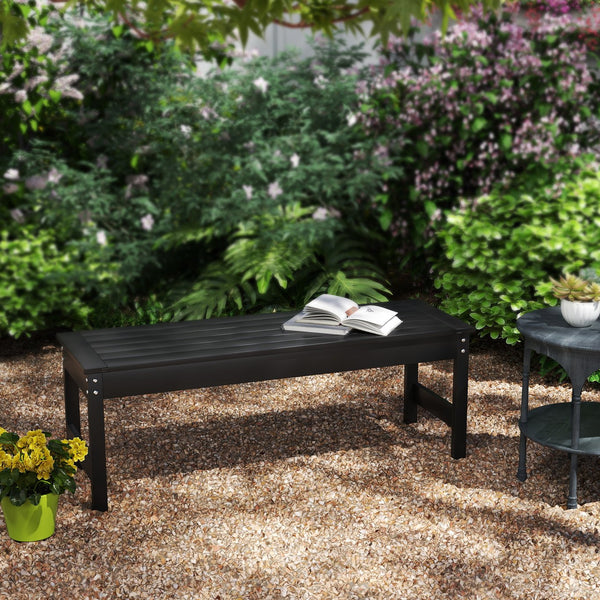 English Elm Outsunny Two Person Outdoor Hdpe Patio Bench Slatted Backless Weather Resistant W2225P485626