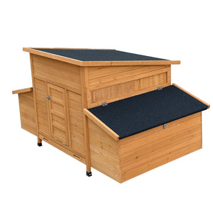 English Elm Chicken Coop Fir Wood Build with Asphalt Roof Six Nest Boxes and Easy Clean Tray W3166P365118