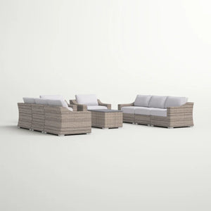 English Elm All-Weather Wicker 8-Piece Modular Patio Sectional Set - Pre-Assembled With Plush Cushions B120S00087