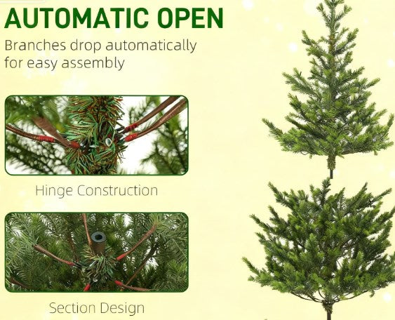 English Elm 6.5ft Artificial Cedar Tree with Pe Needles and Steel Base for Indoor Holiday Decor T3971P419248