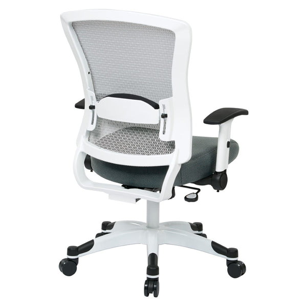 OSP Home Furnishings White Mesh Ergonomic Manager Office Chair with Lumbar Support and Synchro Tilt Control Grey 317W-W1C1F2W-2M