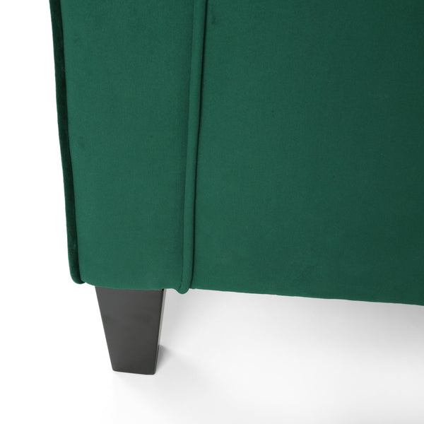 English Elm Christopher Knight Home® - Green Velvet Upholstered Club Chair with Tapered Legs, Tonal Piping & Luxe Polyester Velvet Comfort N758P268293G