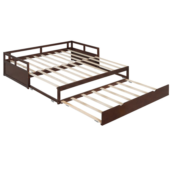 English Elm Extending Twin Daybed with Pull Out Trundle Solid Pine Wood Frame Guest Room N708P336535P