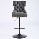 Retro PU Swivel Barstools, Adjustable Seat Height 26-33