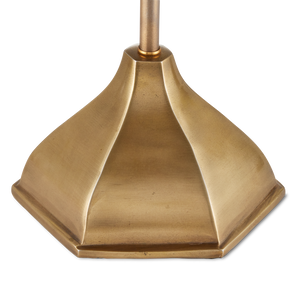 Domville Modern Table Lamp - Antique Brass & Black Metal Shade with Unique Hexagonal Base Design