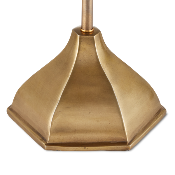 Domville Modern Table Lamp - Antique Brass & Black Metal Shade with Unique Hexagonal Base Design