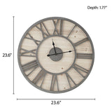 Madison Park Mason Modern/Contemporary 23.6" Wood Wall Clock MP95D-0239 Natural/Grey