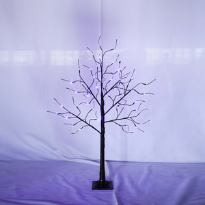 English Elm 3 Pack Halloween Spooky Tree Set with Purple LED Lights, 4ft‑6ft Hinged UV‑Resistant Indoor Decor (96) PX283443AAF
