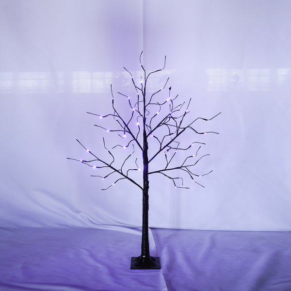 English Elm 3 Pack Halloween Spooky Tree Set with Purple LED Lights, 4ft‑6ft Hinged UV‑Resistant Indoor Decor (96) PX283443AAF