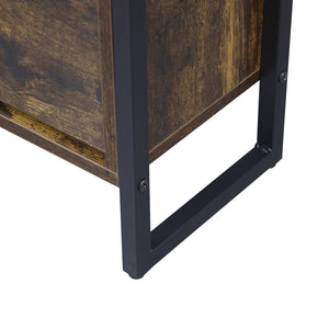 English Elm Shoe Cabinet Slim 3-Flip Drawers with Top Drawer and Metal Handles, Rustic Brown Entryway Organizer W2948P245242