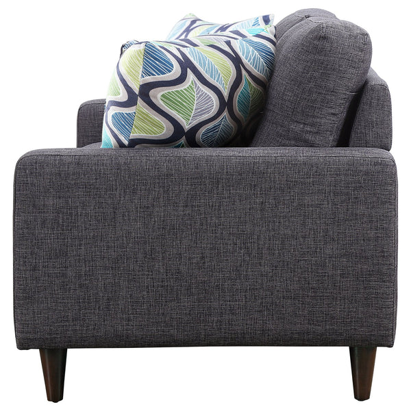 English Elm Gavito Grey Tufted Loveseat with Track Arms — Vintage-Inspired Comfort, Plush Cushions & Sleek Style B062P328607