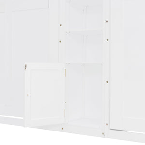 English Elm Dual Twin Murphy Beds with Built-In Cabinets & Shelves for Space-Saving Guest Rooms and Studios White N820S00058K