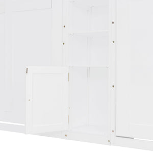 English Elm Dual Twin Wall Murphy Beds with Storage Tower Shelves for Kids or Guest Rooms White N820S00058K-1