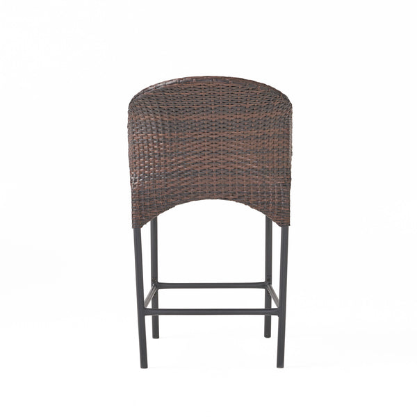 English Elm Rattan Outdoor Counter Stools Set of 4 Pe Wicker Iron Frame Resort Pool Deck N772P368971D