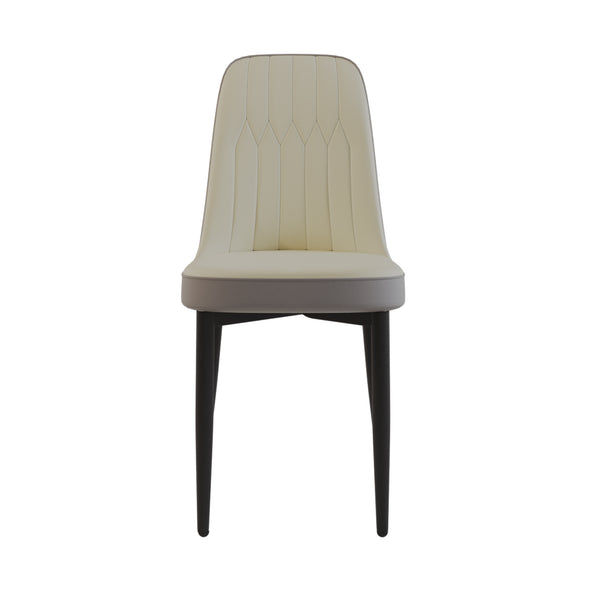 English Elm A Set of Four Mid-century Pu Leather Dining Chairs with Cushioned Seats Metal Legs W2189S00822
