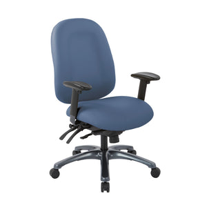 OSP Home Furnishings Multi-function Ergonomic High Back Office Chair with Lumbar Support and Titanium Base High Blue 8511-R105