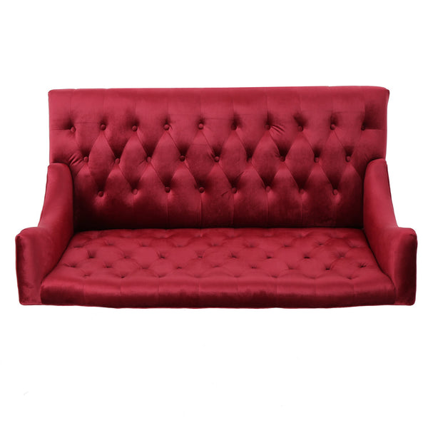 English Elm Christopher Knight Home® - LOVESEAT wingback velvet button-tufted diamond stitch loveseat with plush comfort and durable sheen WINE RED 61186.00NVLTWIN