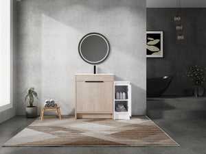English Elm 42 Inch Freestanding Bathroom Vanity With Ceramic Sink, Soft-Close Doors & Ample Storage Space W999S00304