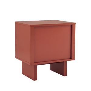 English Elm Ella Modern 20" Nightstand with Sled Legs, Open Shelf & Handle-Free Drawer — Sleek Safe Design Terracotta B365P398147