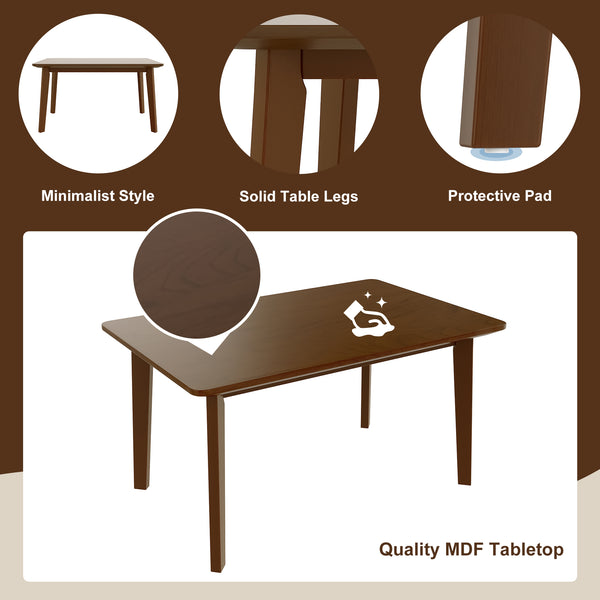 English Elm Rustic Minimalist Rubberwood Dining Table with Tapered Legs for Small Apartment Spaces Walnut N752P368503D