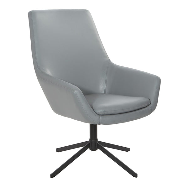 OSP Home Furnishings Modern Scoop Office Chair Faux Leather Padded Swivel Seat for Home or Conference Room FL80228B-U42