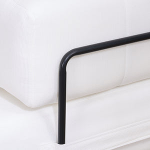 English Elm Folding Sofa Bed with Corduroy Cover, 78.5" Convertible Futon Couch, No-Assembly Foam Spring Mattress, Compact Sleeper for Living Room Beige W2915P276679