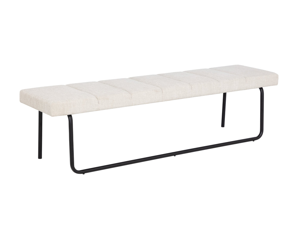 Sunpan Casimir Bench: Modern Sleek Design with Matte Black Base, Perfect for Stylish Home or Office Spaces Chacha Cream