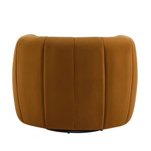 English Elm Christopher Knight Home® - SWIVEL Velvet Club Chair with 360° Rotation, Semi-Circular Tub Design, Plush Iron Frame Comfort Dark yellow 37.8 L x 33.46 W x 27.17 H N776P264952T