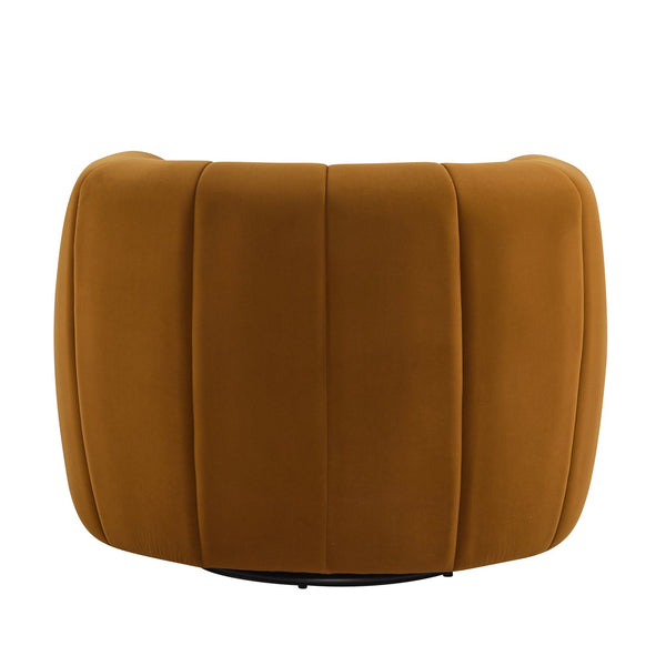 English Elm Christopher Knight Home® - SWIVEL Velvet Club Chair with 360° Rotation, Semi-Circular Tub Design, Plush Iron Frame Comfort Dark yellow 37.8 L x 33.46 W x 27.17 H N776P264952T