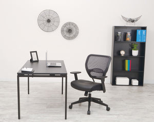OSP Home Furnishings Professional Airgrid Mesh Back Manager Chair with Lumbar Support and Bonded Leather Seat 5700E