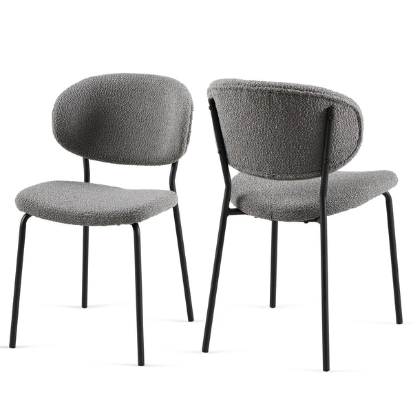 English Elm Grey Boucle Dining Chairs Set Of 2 - Stylish Comfort With Metal Legs For Modern Dining & Living Spaces W1164P195060