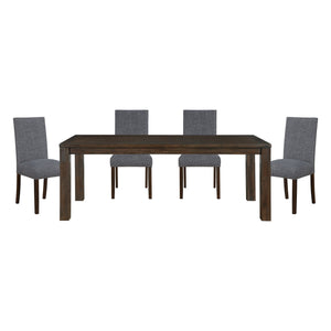 English Elm Classic Five Piece Acacia Veneer Dining Set with Nailhead Parsons Chairs for Eight Dark Brown,Gray B011S02246