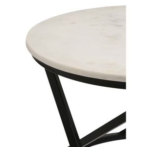 English Elm Wilmington Genuine Marble Top Round Coffee Table with Geometric Matte Black Iron Base B062P447842