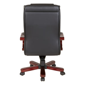 OSP Home Furnishings Leather Executive High Back Chair with Top Grain Upholstery Lumbar Support and Tilt Control TWN300L-3