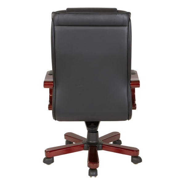 OSP Home Furnishings Leather Executive High Back Chair with Top Grain Upholstery Lumbar Support and Tilt Control TWN300L-3