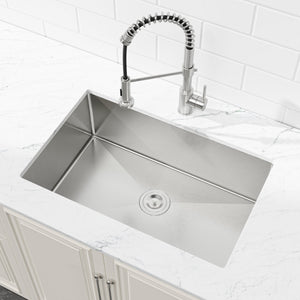 English Elm Stainless Handmade Single Bowl Kitchen Sink Brushed Nickel Undermount Drop in 33 Inch T3177P370634