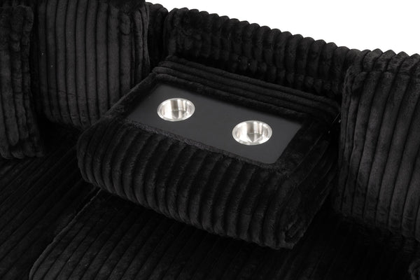 English Elm Plush Sectional Sofa With Pull-Out Sleeper, Velvet Fabric, Reversible Chaise & Usb Charging Ports B009S01779-GIGA