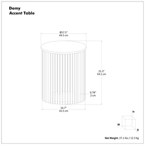 English Elm Demy Black Marble Accent Table with Sturdy Slatted Metal Base, Compact Round End Table (21.3") B136P361857