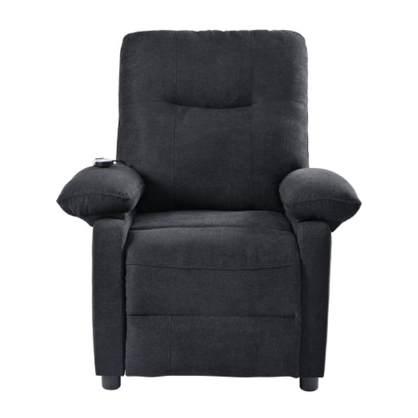 English Elm 019-160°recliner Plush Chenille Push Back Chair with Massage Heating for Seniors Black W2636P286683