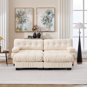 English Elm U Shaped Modular Sectional Sofa Flannelette Cloud Couch Deep Seat Plush Living Room Beige W2120S00029