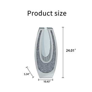 English Elm 24.01"u-shaped Mosaic Mirror Floor Vase Crushed Acrylic Faceted Glass Glam Entryway Accent W3836P379820