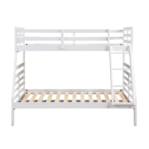 English Elm Twin Twin-over-Twin Bunk Bed with Guard Rails and Integrated Ladder, Oak-Veneer Durable Frame, Space-Saving Design White 58.5 L x 34.5 W x 7 H B011S01856