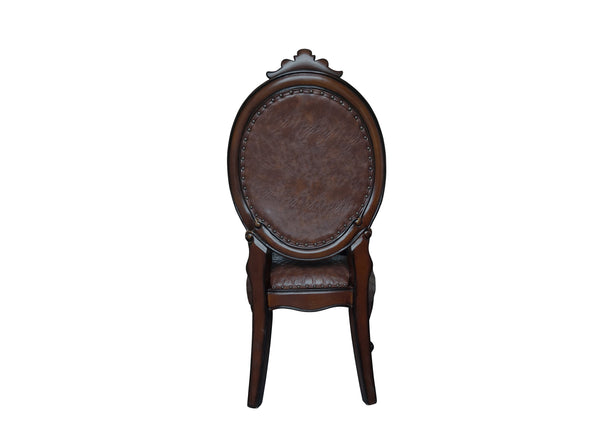 English Elm Versailles Formal Dining Side Chairs Set of 2 Pu Leather Nailhead Scrolled Wood B2726P433398